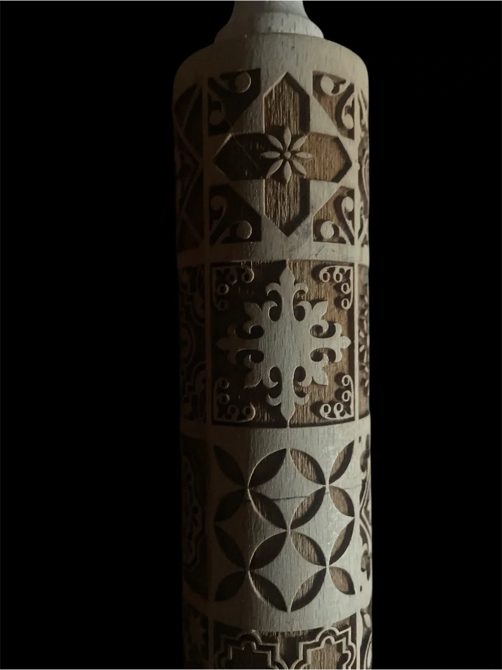 Embossed Wooden Rolling Pin - Tile Pattern
